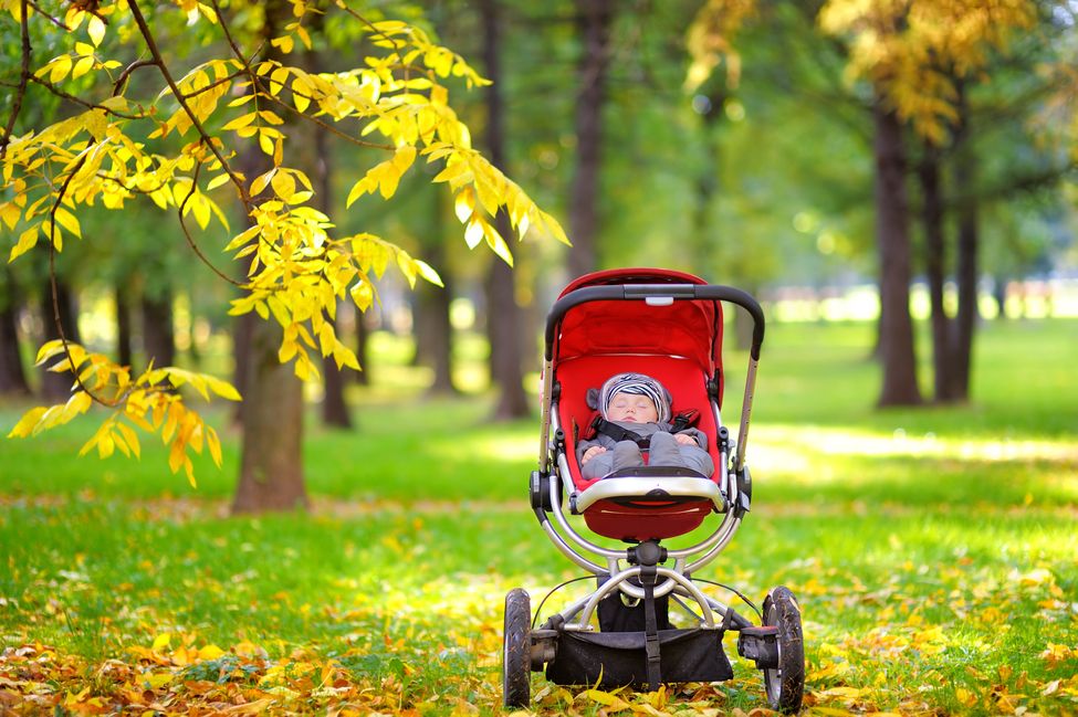 Travel system with infant car seat attached to stroller frame showing seamless transition