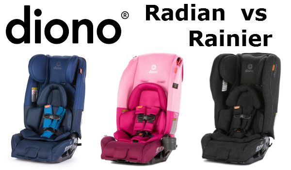 Diono Radian and Rainier slim convertible car seats side by side