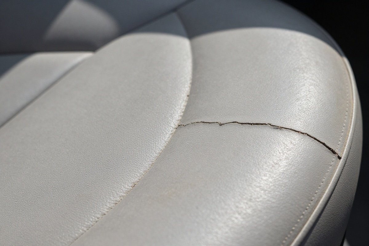 Close-up of degraded plastic surface showing micro-cracks from UV and heat exposure