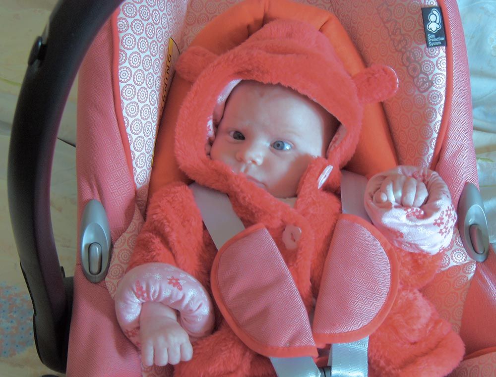 Maxi-Cosi Mico infant car seat showing lightweight design and self-wicking fabric