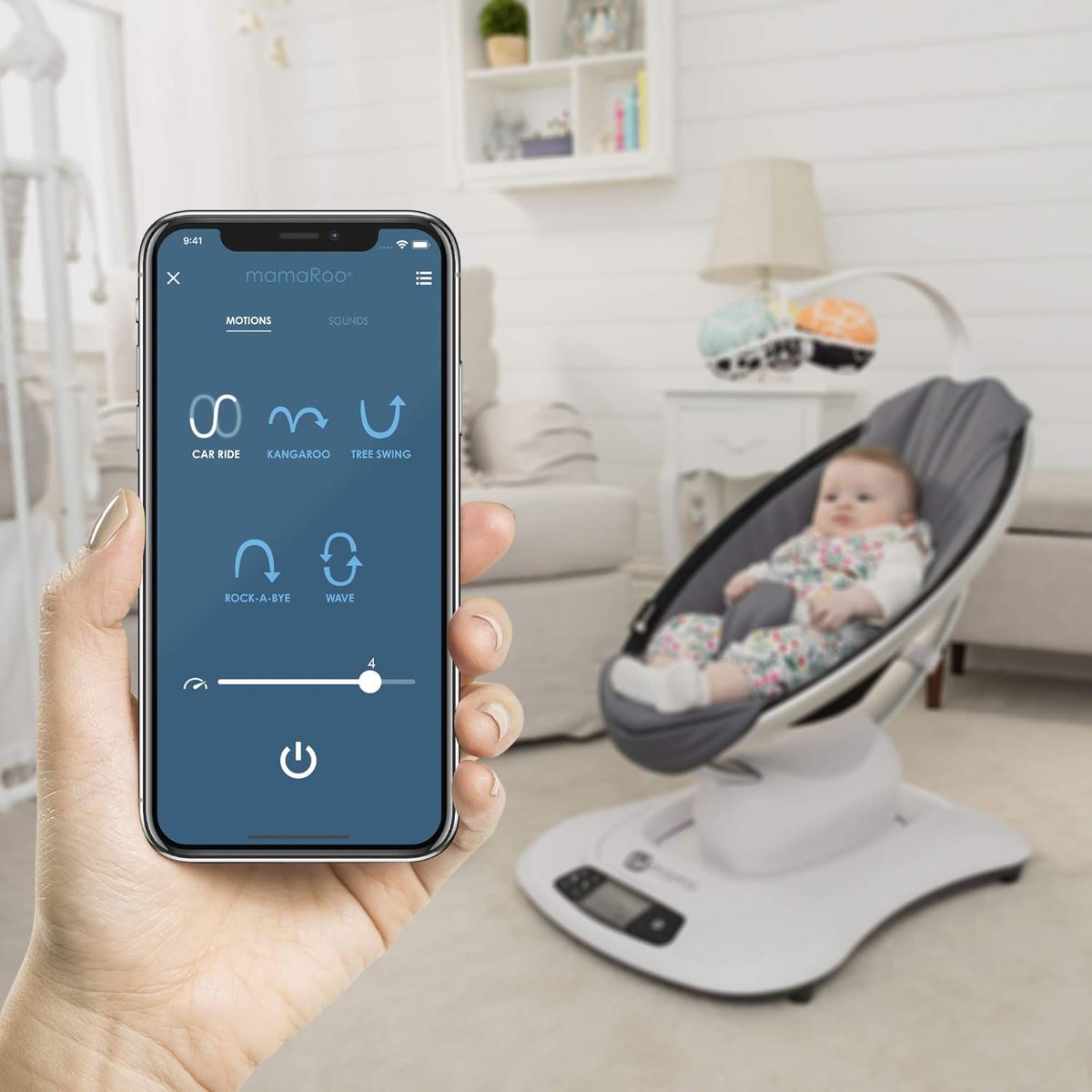 4moms mamaRoo4 baby swing with Bluetooth