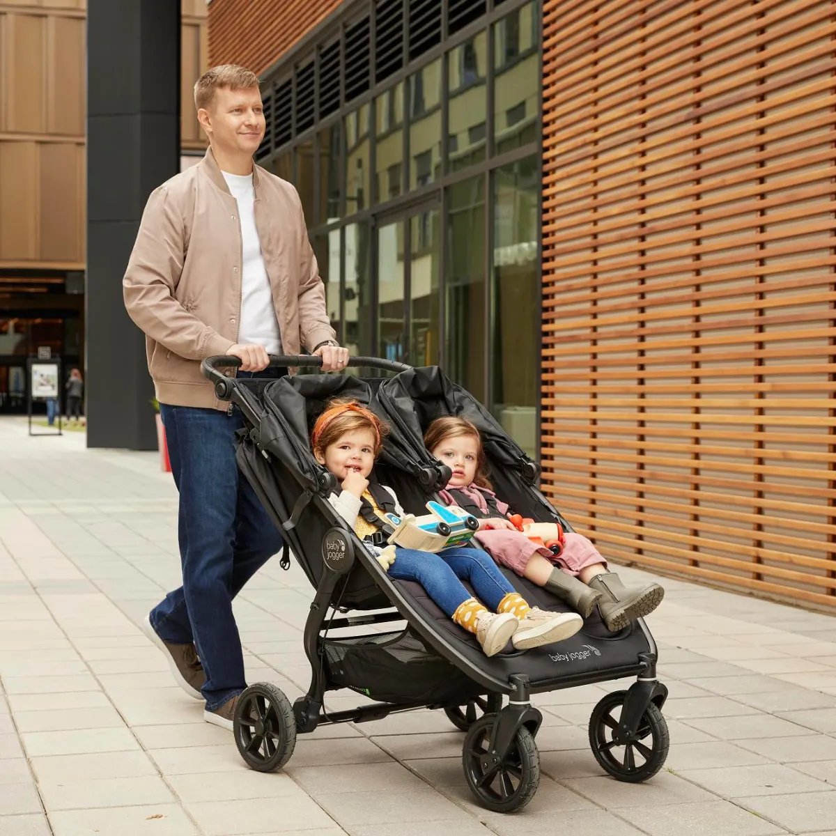 Baby Jogger City Mini GT2 Double all-terrain side-by-side stroller in jet black