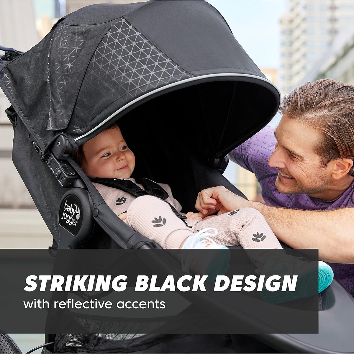 Baby Jogger Summit X3 jogging stroller in black and gray