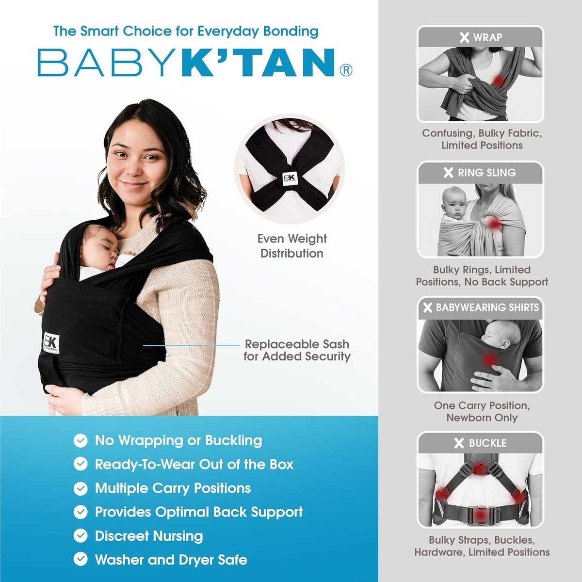 Baby K'tan wrap carrier for shopping