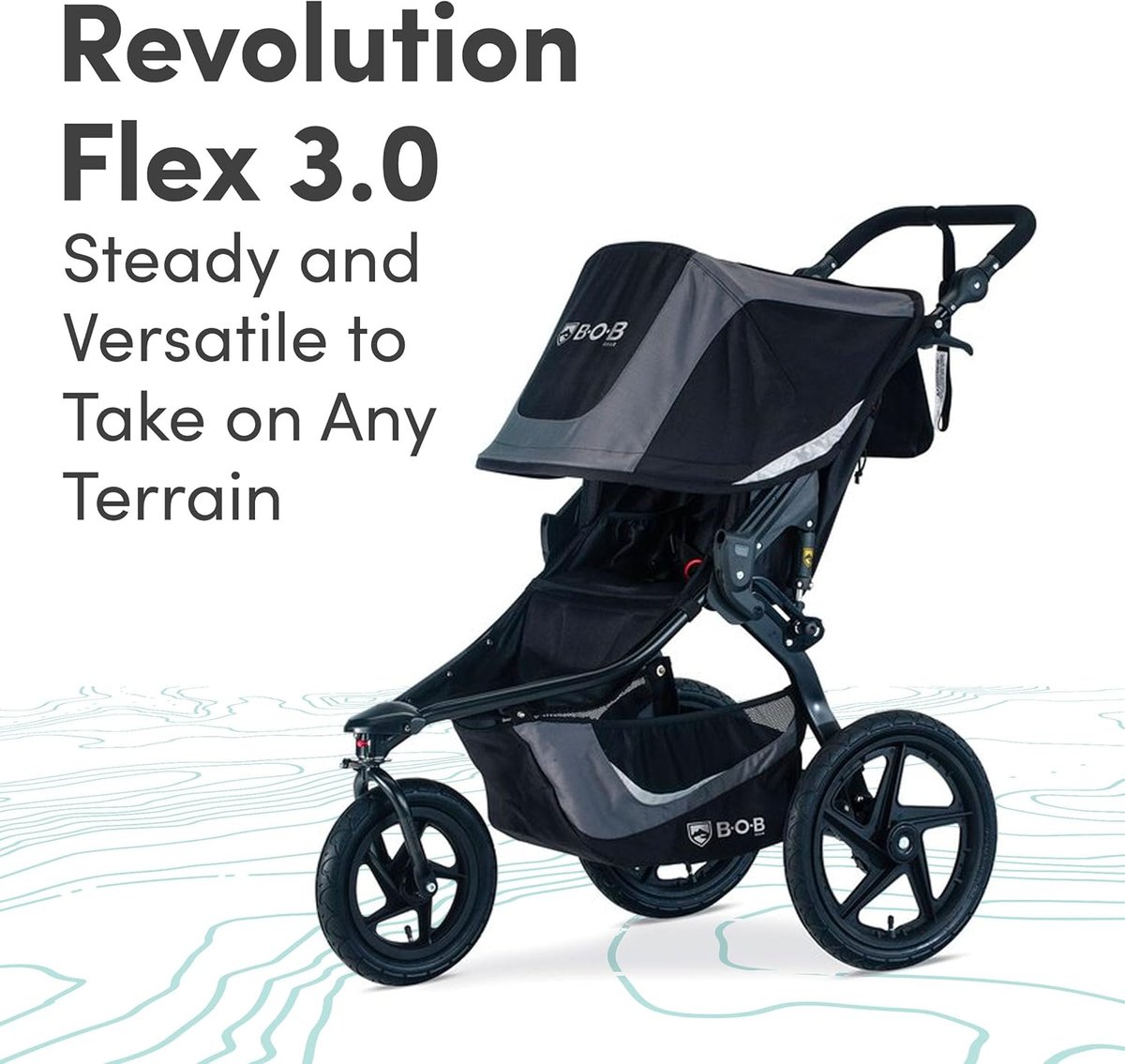 BOB Gear Revolution Flex 3.0 jogging stroller in graphite black