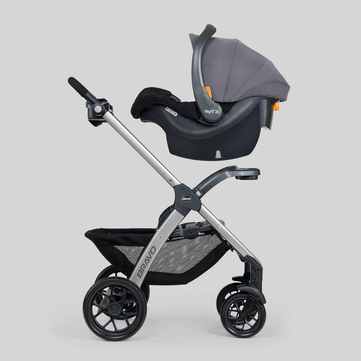 Chicco Bravo Trio travel system with KeyFit car seat in black