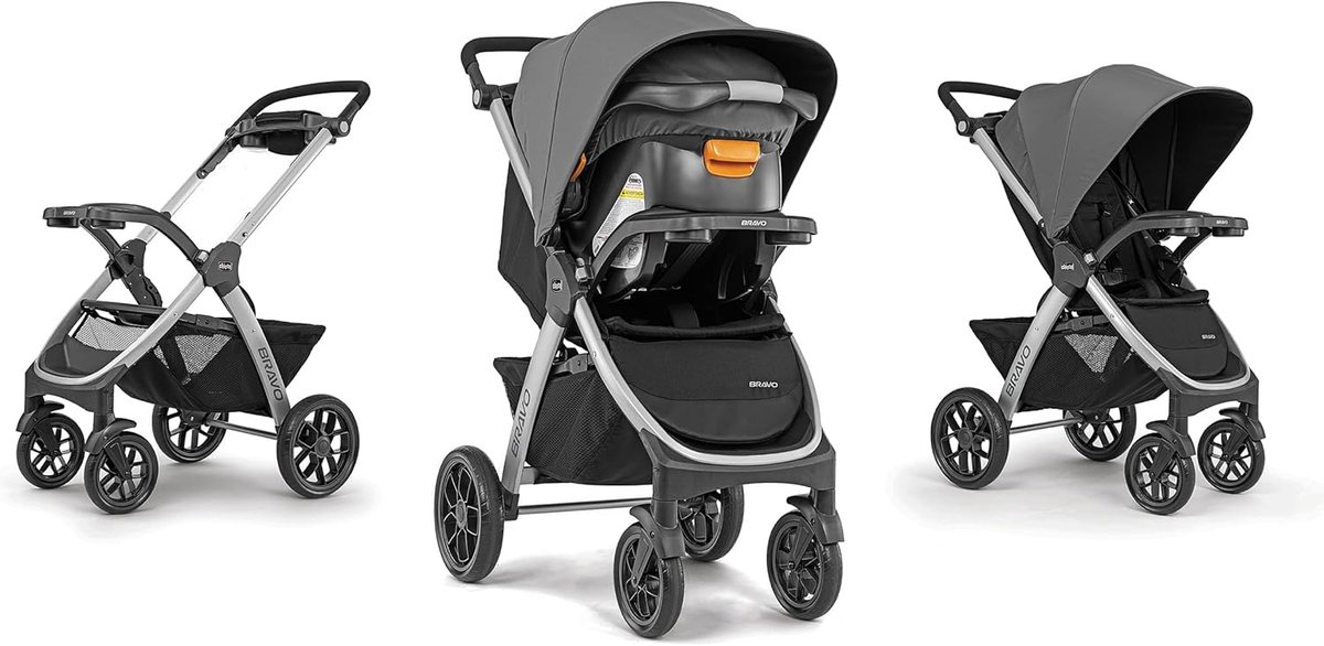 Chicco Bravo Trio travel system with KeyFit car seat in black