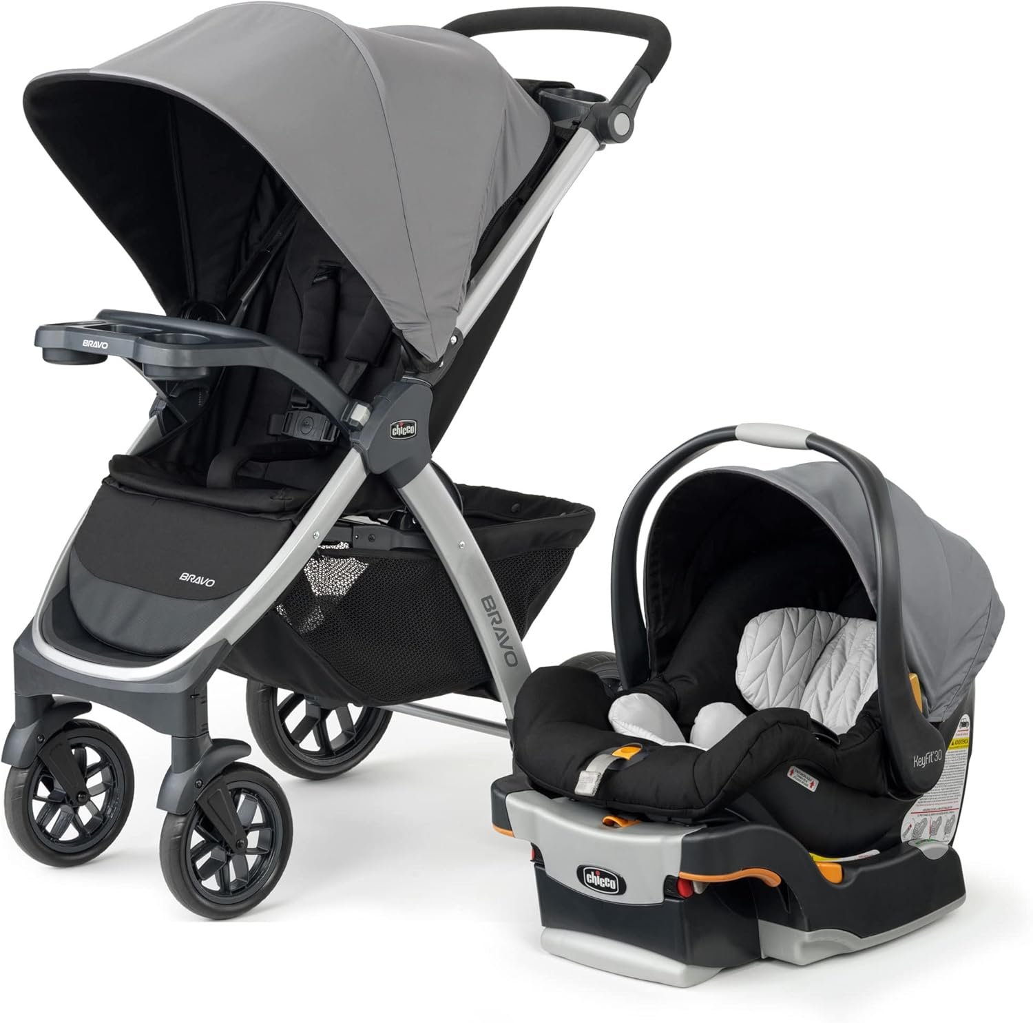 Chicco Bravo Trio travel system with KeyFit car seat in black