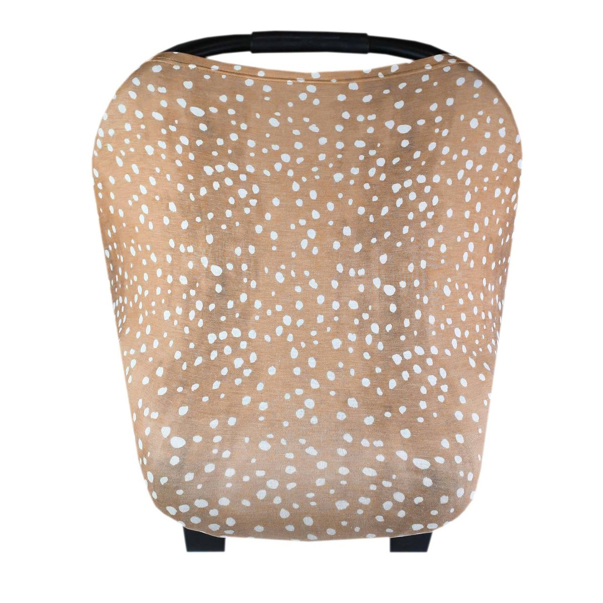 Copper Pearl stretchy car seat canopy in multi-color pattern