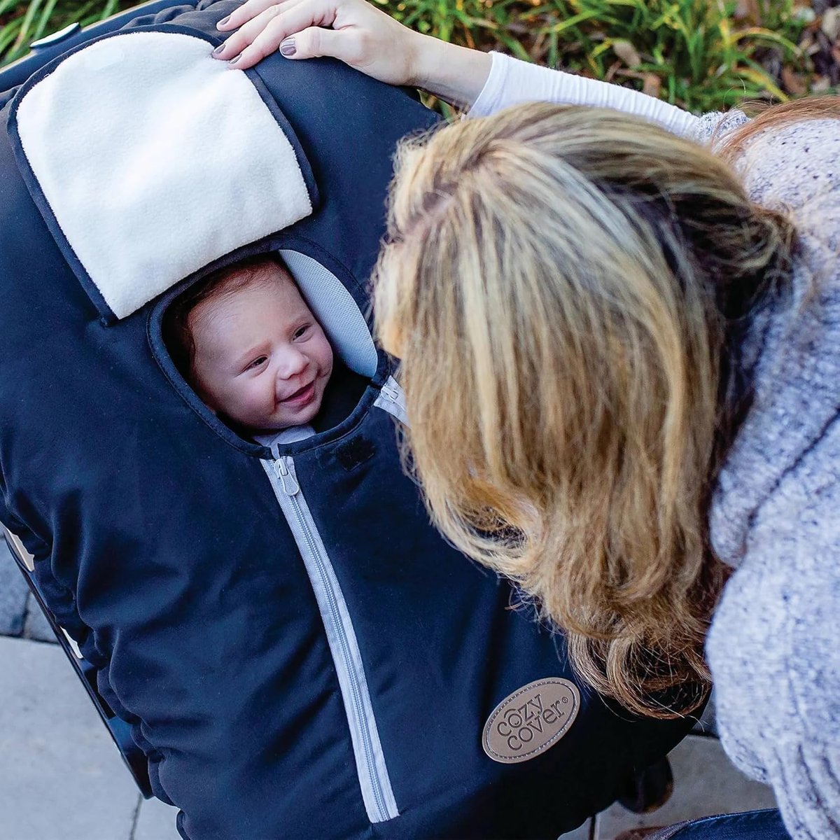 Cozy Cover fleece infant car seat cover in charcoal gray