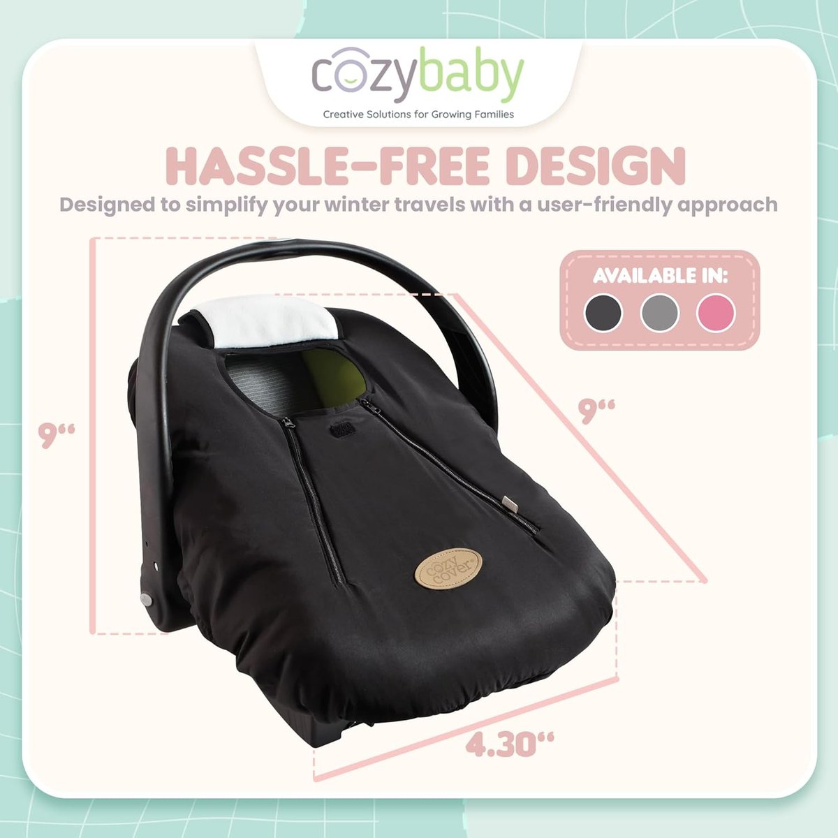 Cozy Cover fleece infant car seat cover in charcoal gray