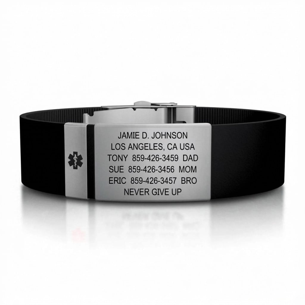 Kids silicone emergency contact bracelet