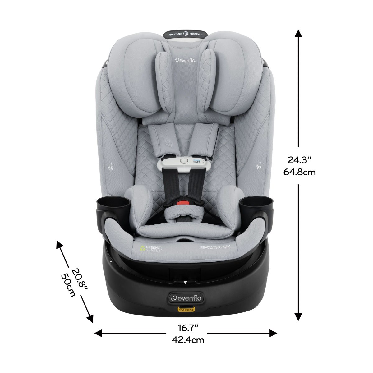 Evenflo Revolve360 Slim convertible car seat with rotating base