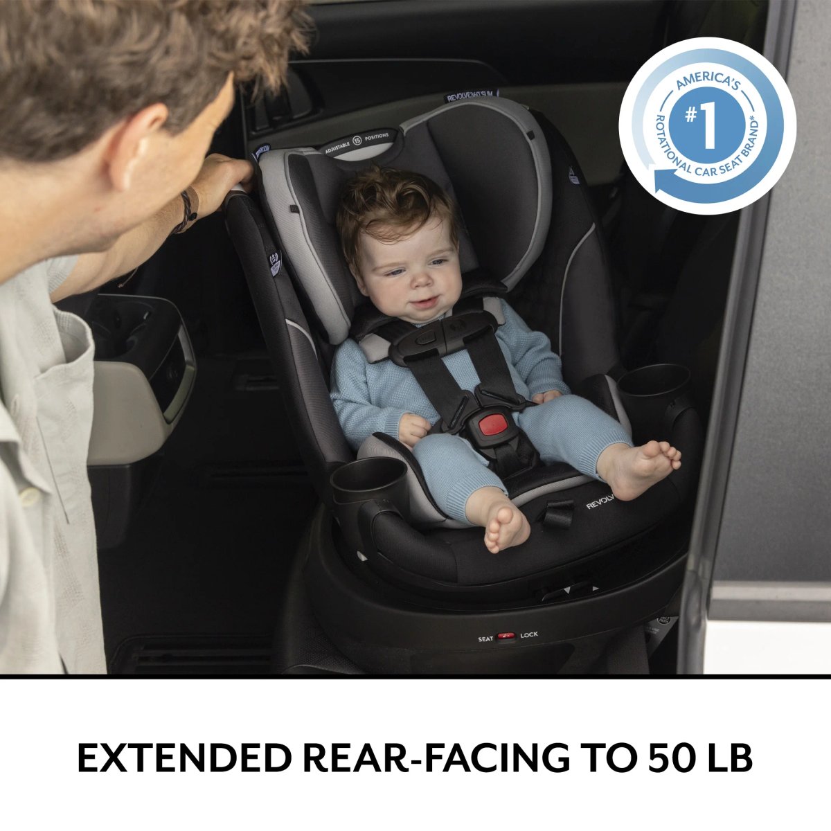 Evenflo Revolve360 Slim convertible car seat with rotating base