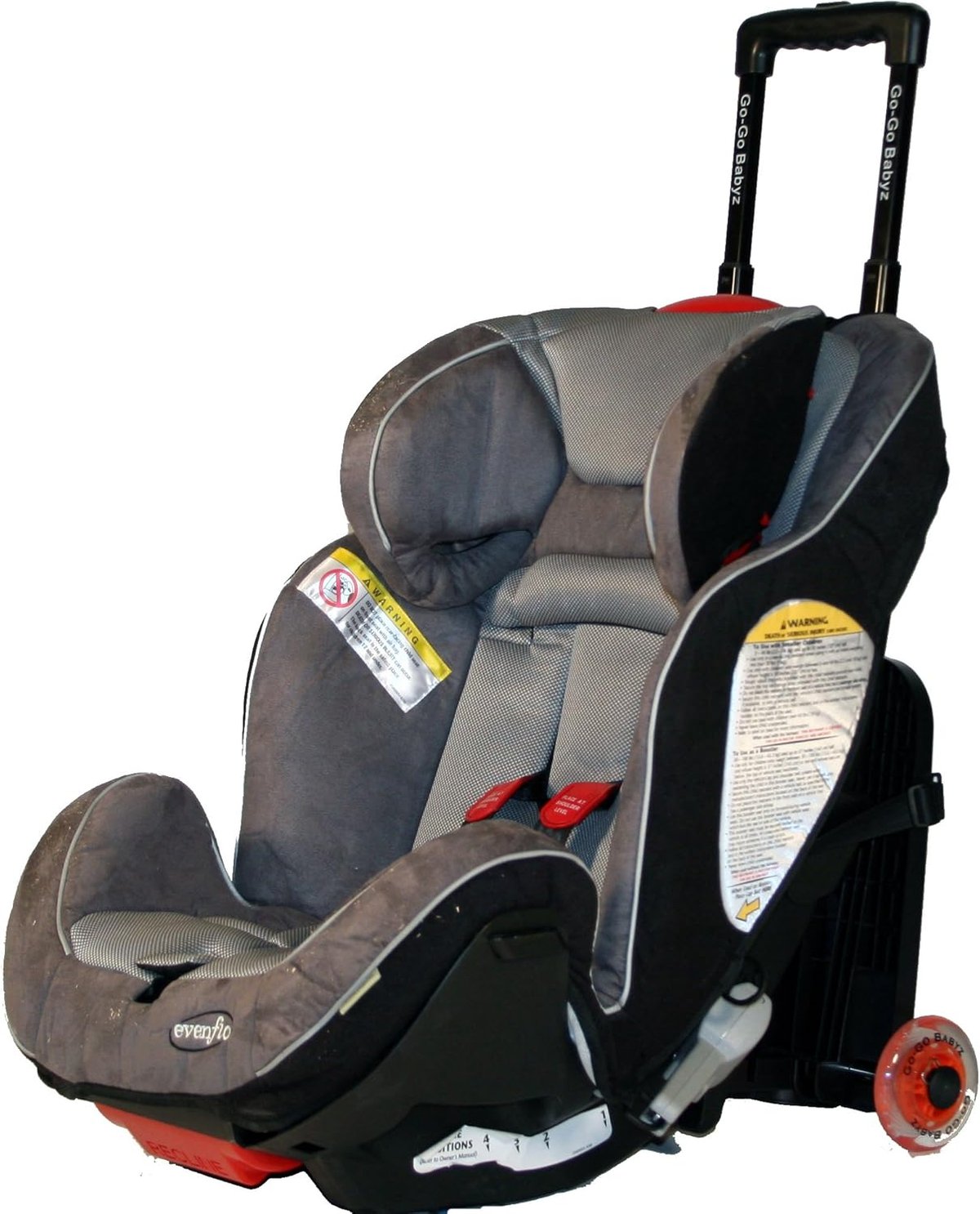 Go-Go Babyz Travelmate car seat with wheels and handle for easy transport