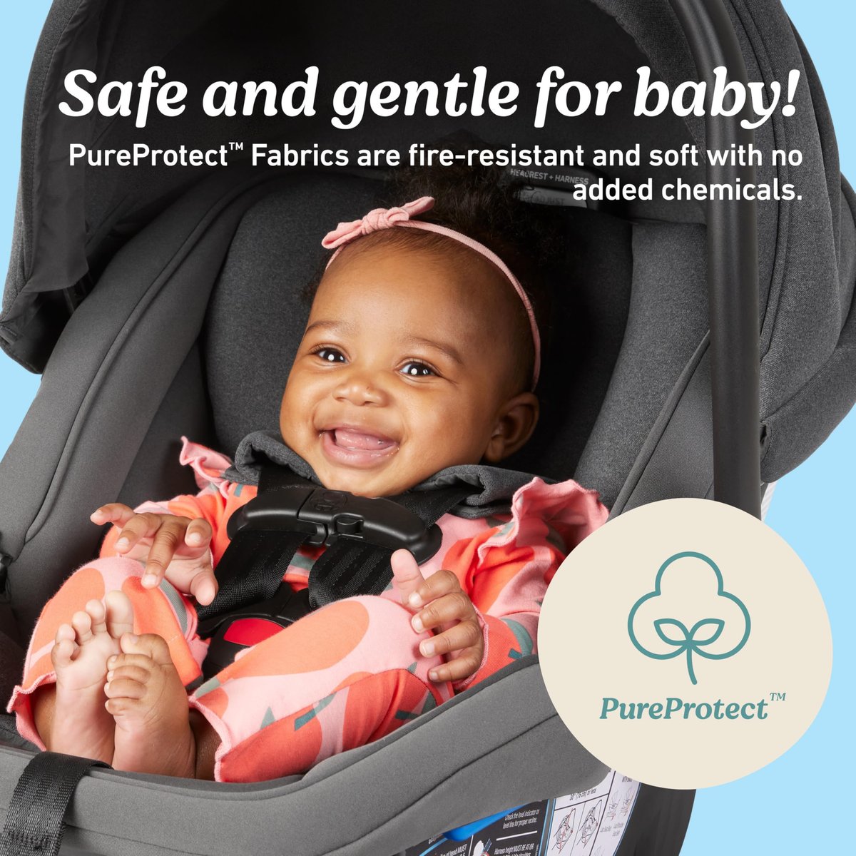 Graco GoMax PureProtect fabric with baby