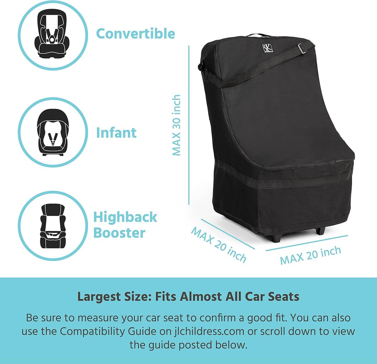Padded car seat travel bag