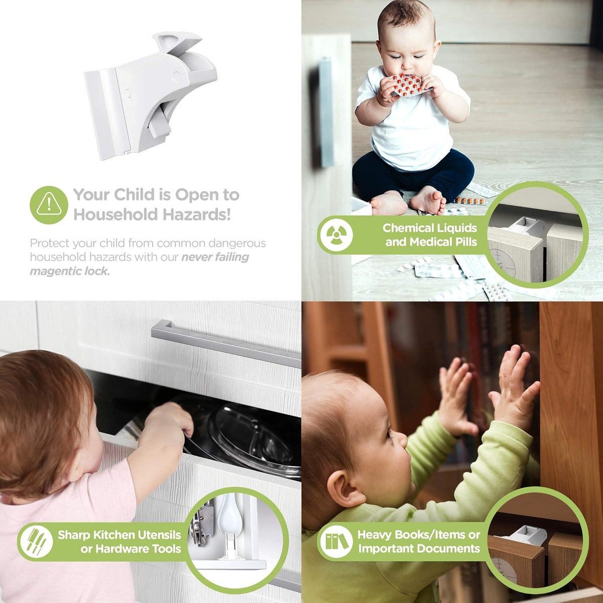 Magnetic cabinet and drawer locks