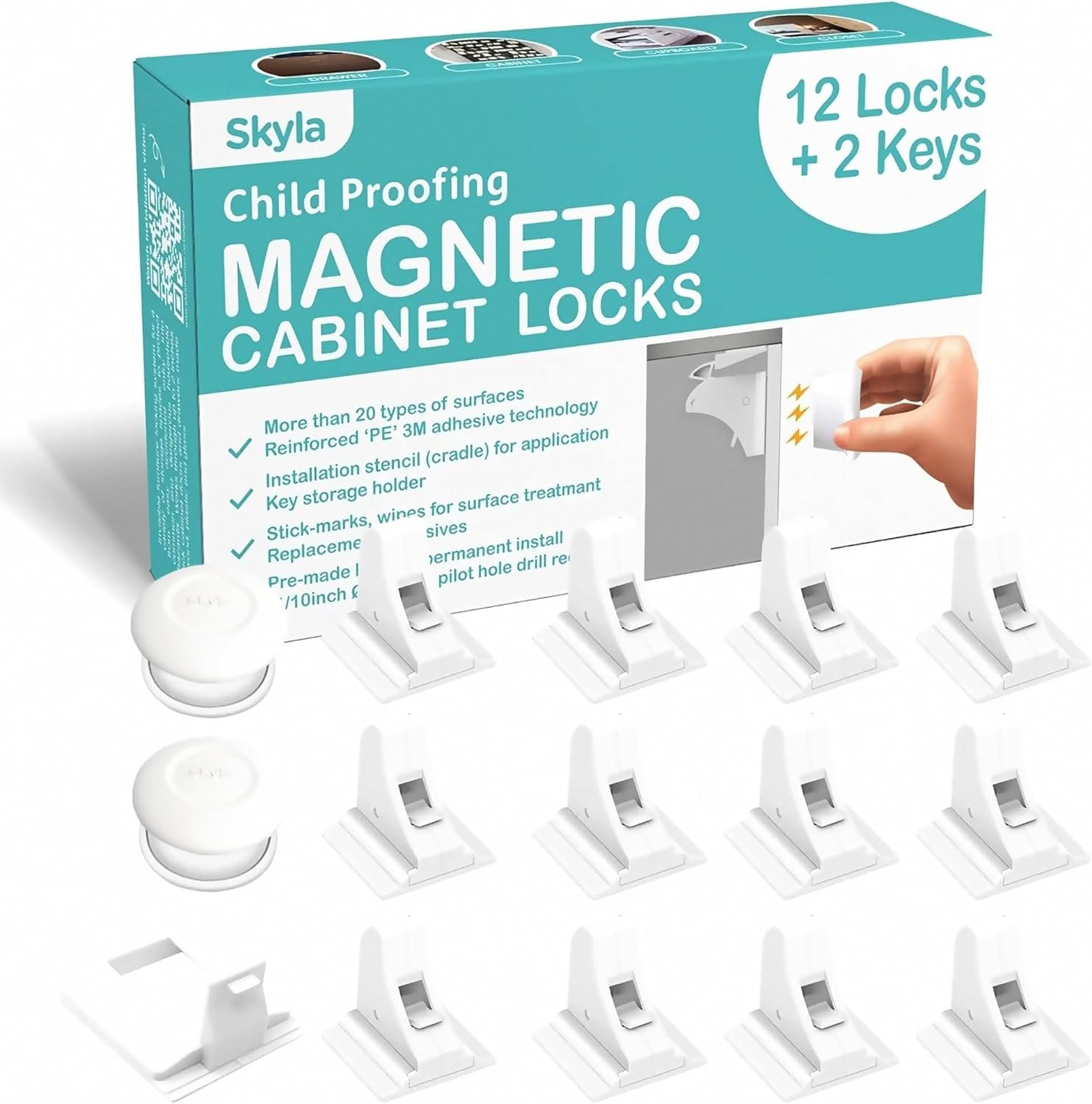 Magnetic cabinet and drawer locks