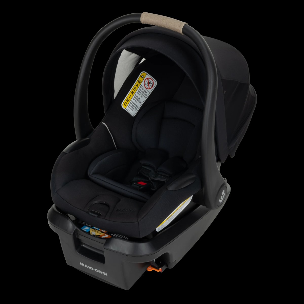 Maxi-Cosi Mico XP infant car seat with canopy and carry handle on black background