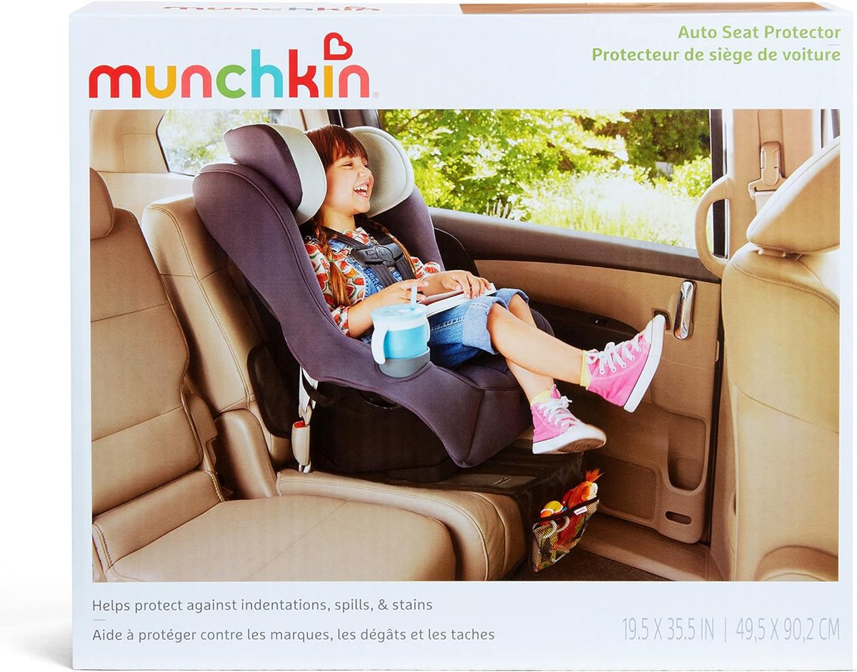 Munchkin auto seat protector with grip technology in black