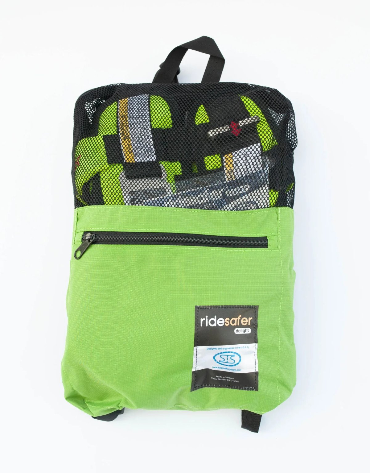 RideSafer travel vest with backpack carrying case