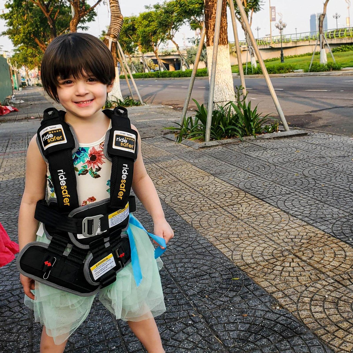 RideSafer travel vest with backpack carrying case