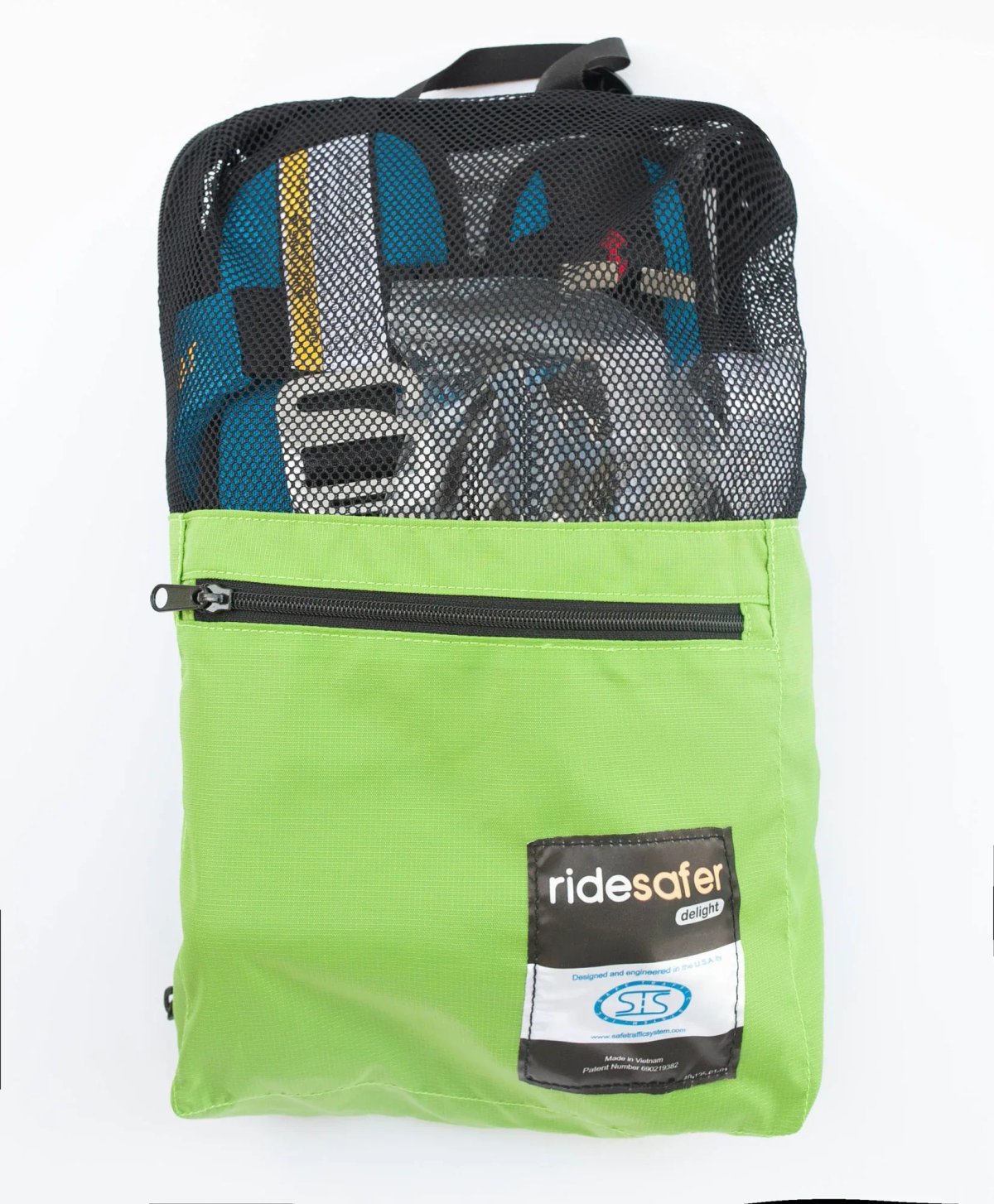 RideSafer travel vest with backpack carrying case