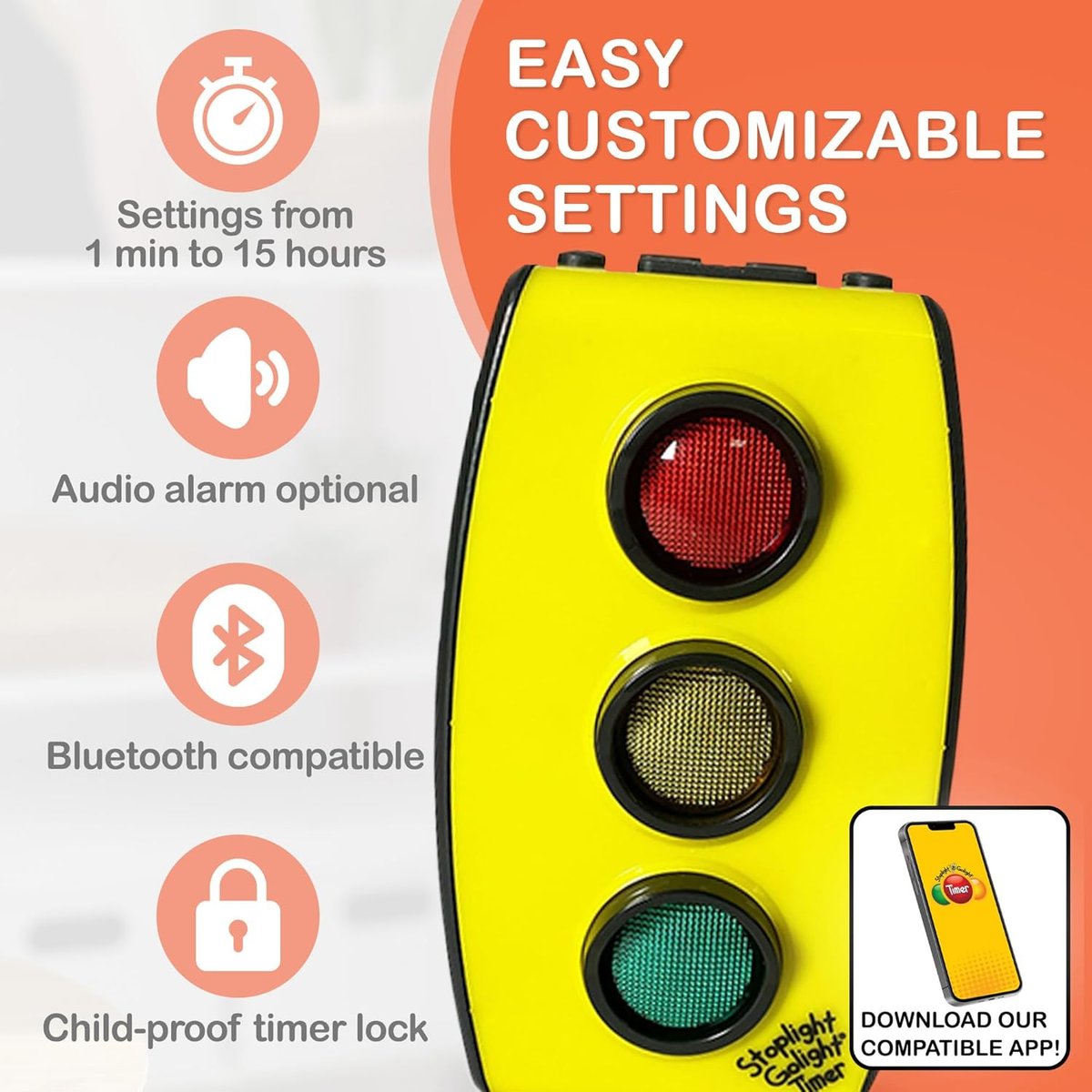 Traffic light visual timer for kids