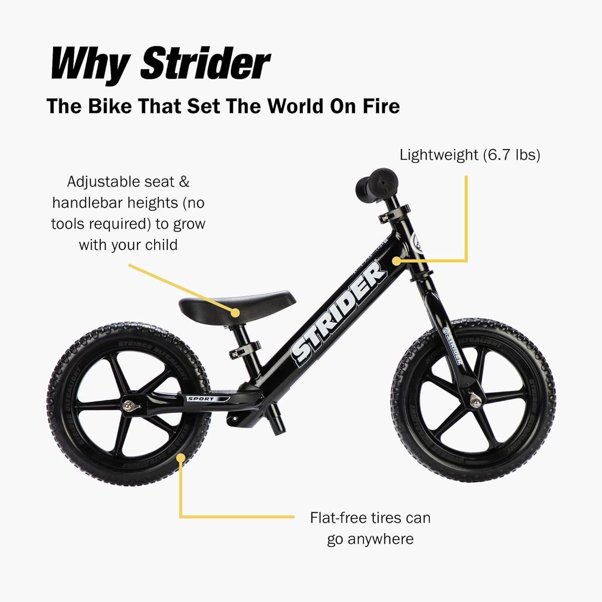Strider 12 Sport balance bike for learning