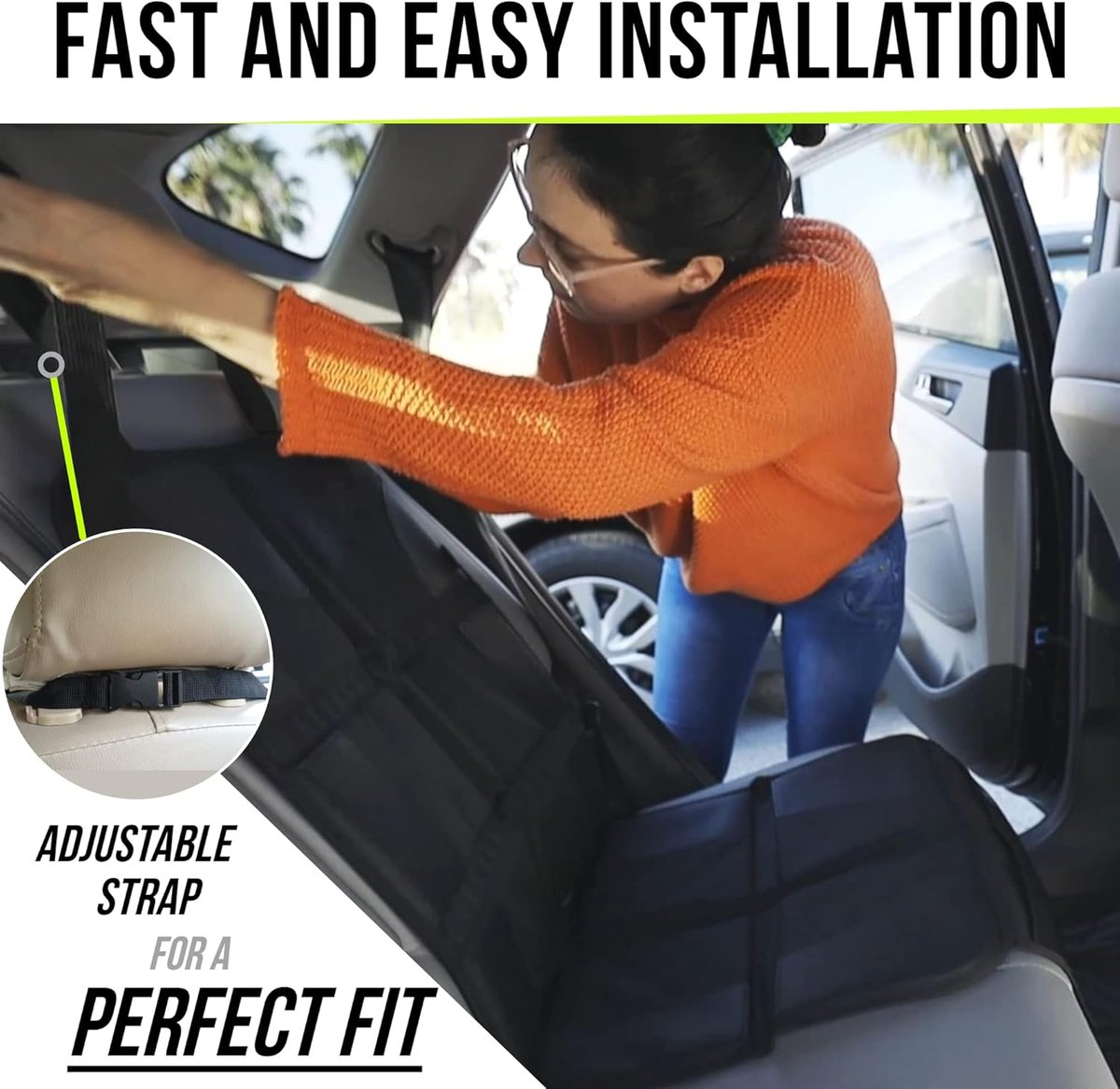 Sunferno thick padding car seat protector with organizer pockets