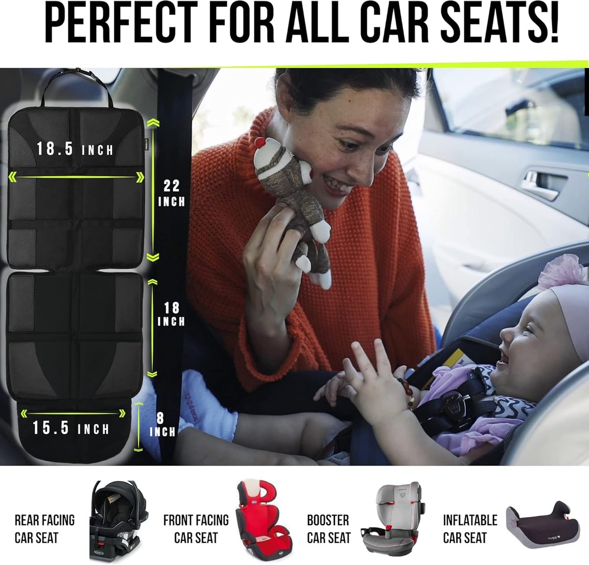 Sunferno thick padding car seat protector with organizer pockets