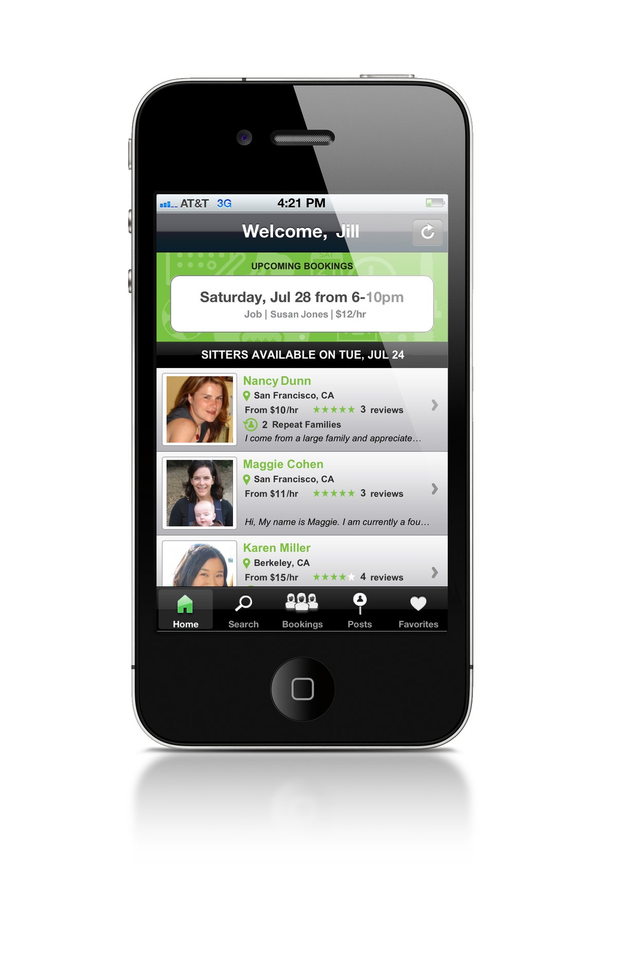 UrbanSitter mobile app for babysitting