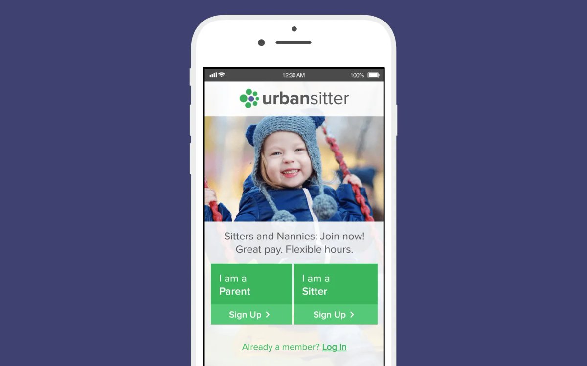 UrbanSitter mobile app for babysitting