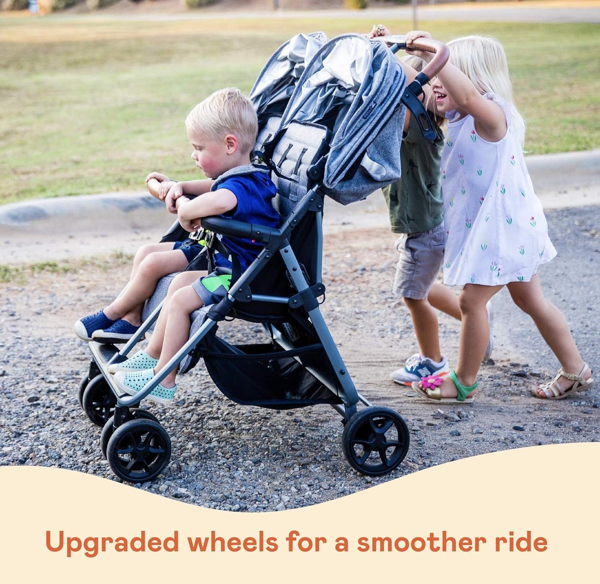 Zoe Twin Plus Luxe double umbrella stroller in black