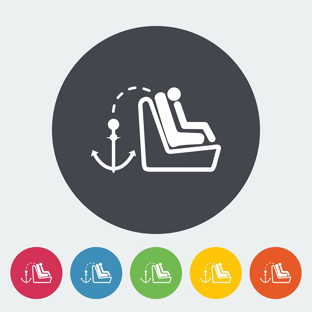 LATCH system lower anchors and top tether points in vehicle seat