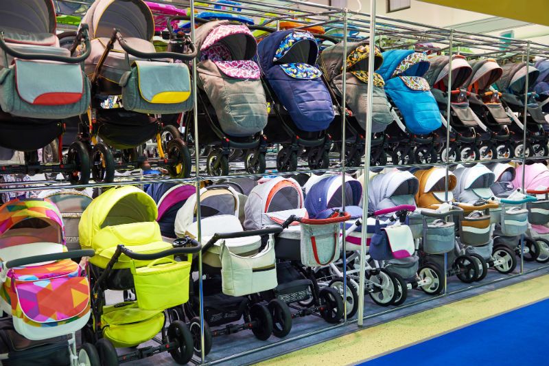 Online shopping comparison showing stroller retailer websites